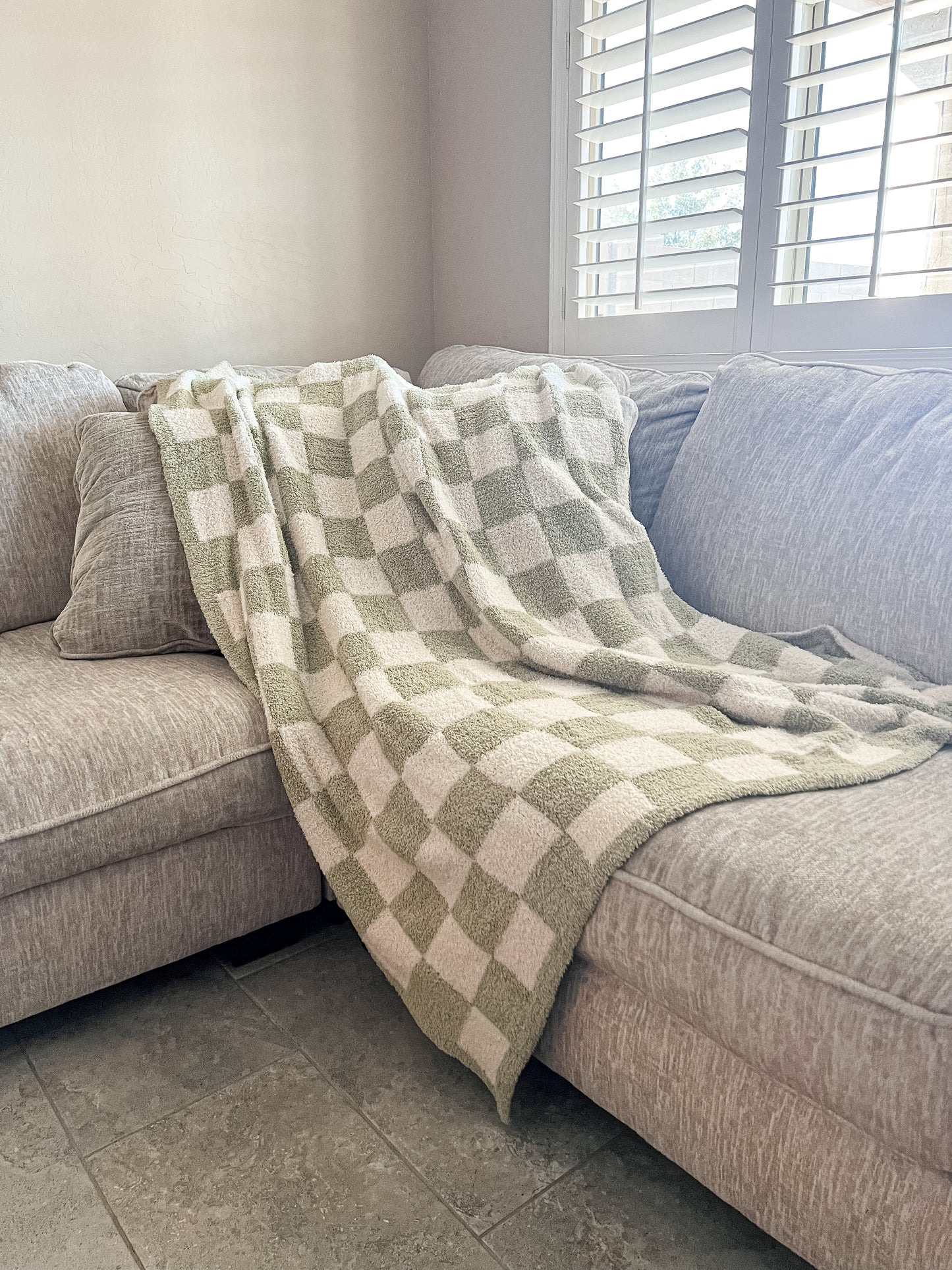 Pistachio Checkered Blanket | 50” x 60”
